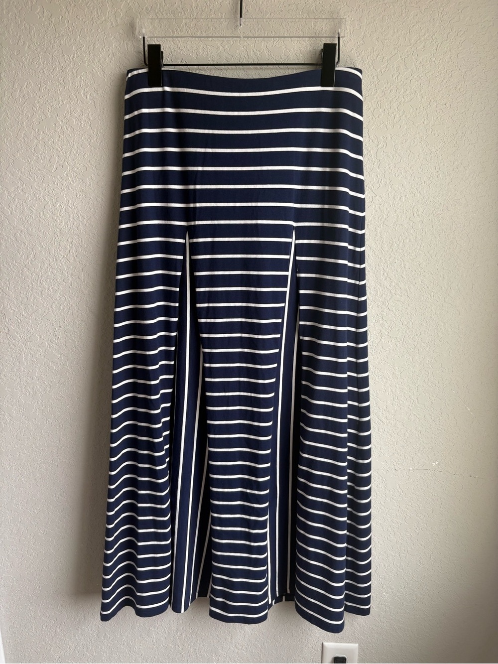 Lauren Ralph Lauren Navy White Striped Maxi Skirt Women’s Medium Pull On Nautica - Picture 2 of 5